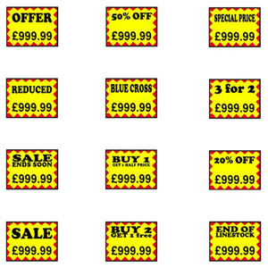 Price Flash Labels Triple Line - 37mm x 36mm - 5x Rolls Per Pack